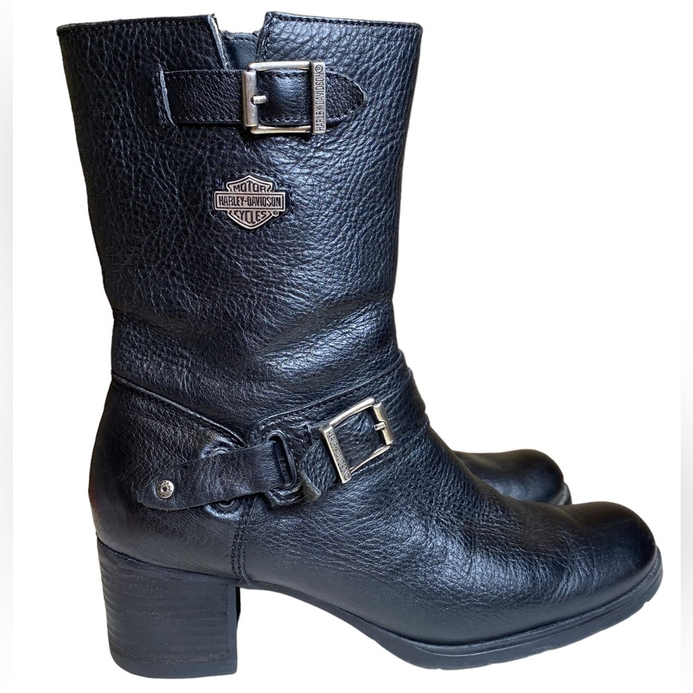 Harley-Davidson Serita Black Leather Riding  Boots Women's Size 8 85041